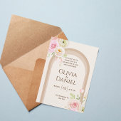 Elegant Blush Floral Arch Wedding Invitation