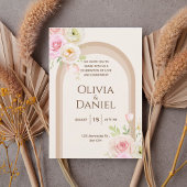 Elegant Blush Floral Arch Wedding Invitation