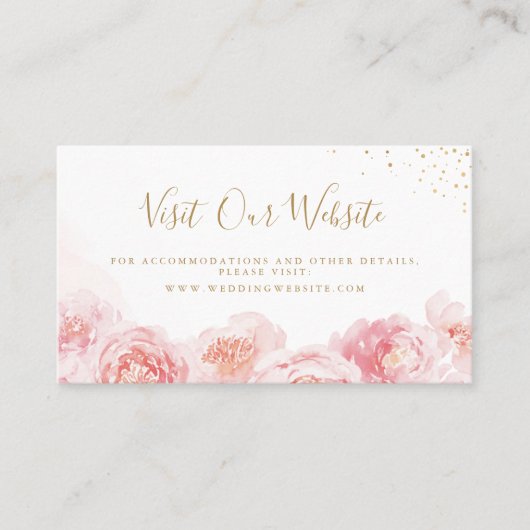 Elegant blush floral bruiloft Website Tussenkaart Plaatskaartje (Voorkant)