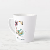 Elegant Blush Floral C Waterverf Foliage Monogram Latte Mok (Linkerhoek)