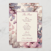 Elégant Blush Floral élégant Mariage Bar Menu (Devant / Derrière)