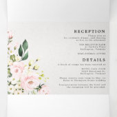 Elegant Blush Floral Eucalyptus All-in-One Weddens Drieluik Uitnodiging (Binnenkant midden)