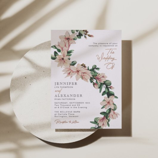 Elegant Blush Floral Eucalyptus Weddenschap Roos G Folie Uitnodiging