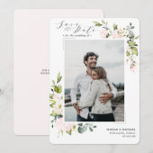 Elegant Blush Floral & Eucalyptus Wedding Save The Date (Voorkant / Achterkant)
