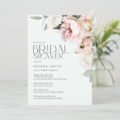 Elégant Blush Floral Fête des mariées Invitation f (Debout devant)