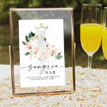 Elégant Blush Floral Fête des mariées Sangria Bar<br><div class="desc">Ce magnifique design présente un bouquet de belles fleurs blush enveloppé autour d'une élégante robe de mariée et d'une police de caractères moderne (couleur modifiable). Voir la collection entière pour plus d'articles correspondants ! Regardez notre vidéo sur "Comment modifier dans Zazzle" à YouTube.com/CreativeUnionDesign</div>