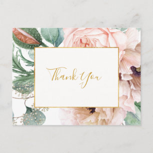 Elegant Blush Floral Garden   Weddenschap Hartelij Briefkaart