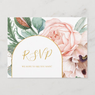 Elegant Blush Floral Garden Weddenschap RSVP Briefkaart