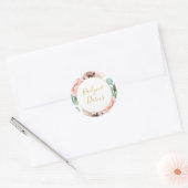 Elegant Blush Floral Garden Wedding Envelope Seals Ronde Sticker (Envelop)