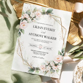 Elegant Blush Floral Geometric Wedding Uitnodiging