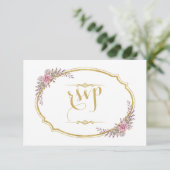 Elégant Blush Floral Gold Frame Mariage RSVP (Debout devant)