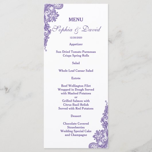 Elégant Blush Floral Gold Frame Menu Mariage (Devant)
