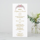 Elégant Blush Floral Gold Frame Menu Mariage (Debout devant)