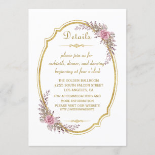 Elegant Blush Floral Gold Lijst Weddenschap - Gege Kaart