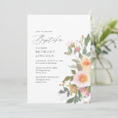 Elegant Blush Floral Greenery Girl Baptisme Kaart (Staand voorkant)