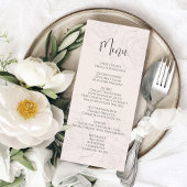 Elégant Blush Floral Greenery Menu Calligraphie