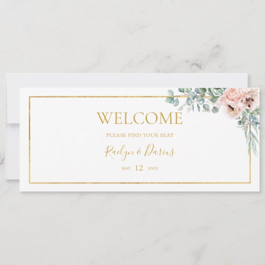 Elegant Blush Floral Hanging Seating Chart Header (Achterkant)