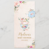 Elegant Blush Floral High Tea Baby shower Menu (Achterkant)