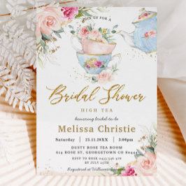 Elegant Blush Floral High Tea Party Vrijgezellenfe Kaart