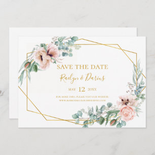 Elegant Blush Floral   Horizontale sparen de Datum Save The Date