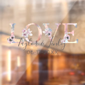 Elegant Blush Floral Love Personalized Wedding Raamsticker (Vel 2)