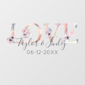 Elegant Blush Floral Love Personalized Wedding Raamsticker (Vel)