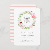 Elegant Blush Floral maakt de datum op Aankondiging (Voorkant / Achterkant)