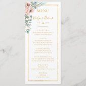 Elegant Blush Floral | Menu Weddenrennen (Voorkant)