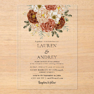 Elegant Blush Floral Modern Wedding Acryl Uitnodigingen