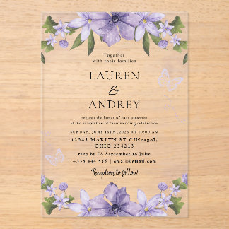 Elegant Blush Floral Modern Wedding Acryl Uitnodigingen