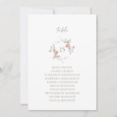 Elegant Blush Floral Monogram Table Seating Card Kaart (Voorkant)