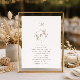 Elegant Blush Floral Monogram Table Seating Card Kaart