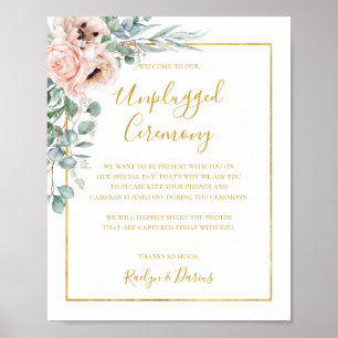 Elegant Blush Floral Ontgrendeld ceremonieteken Poster