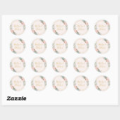 Elegant Blush Floral Pastel Wedding Envelope Seals Ronde Sticker (Vel)