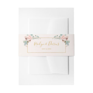 Elegant Blush Floral   Pastel Wedding Uitnodigingen Wikkel
