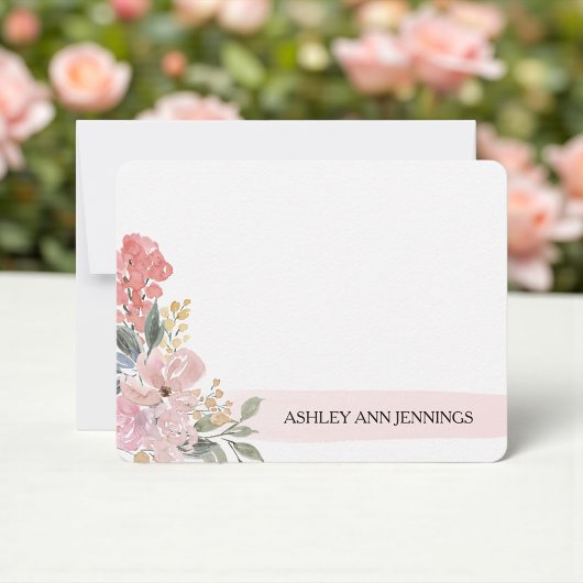 Elegant Blush Floral Pink Personalized Notitiekaartje