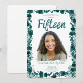 Elegant Blush Floral Quinceañera Invitation (Devant / Derrière)