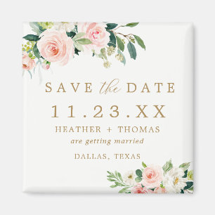 Elegant Blush Floral Save the Date Magnet Magneet