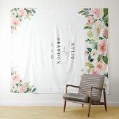 Elegant Blush Floral Script Engagement Party Wandkleed (In Situ (horizontaal))