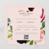 Elegant Blush Floral Square Weddenschap QR Code RS (Voorkant / Achterkant)