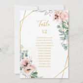 Elegant Blush Floral | Tabel aantal zitplaatsen (Achterkant)