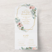 Elegant Blush Floral | Verzegeling en verzending All In One Uitnodiging (Binnen)