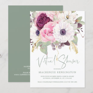 Elegant Blush Floral Virtual Vrijgezellenfeest Kaart