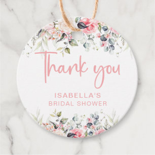 Elegant Blush Floral Vrijgezellenfeest Bedankjes Labels