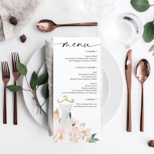 Elegant Blush Floral Vrijgezellenfeest Menu