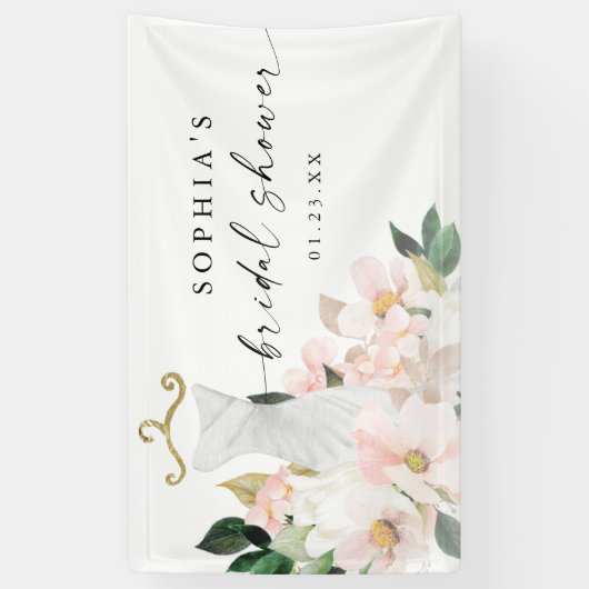 Elegant Blush Floral Vrijgezellenfeest Welkom Spandoek (Verticaal)