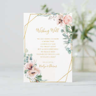 Elegant Blush Floral Weddenschap Wishing Well Ca Informatiekaartje