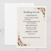 Elegant Blush Floral Wedding Invitation (Devant / Derrière)