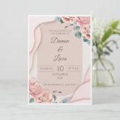 Elegant Blush Floral Wedding Invitation Template (Debout devant)