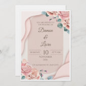 Elegant Blush Floral Wedding Invitation Template (Devant / Derrière)